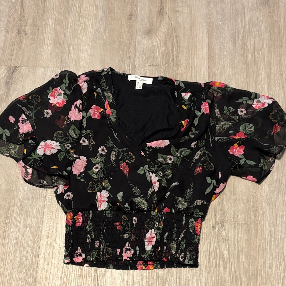 Haven‎ & Blair Elegant Black Floral Blouse